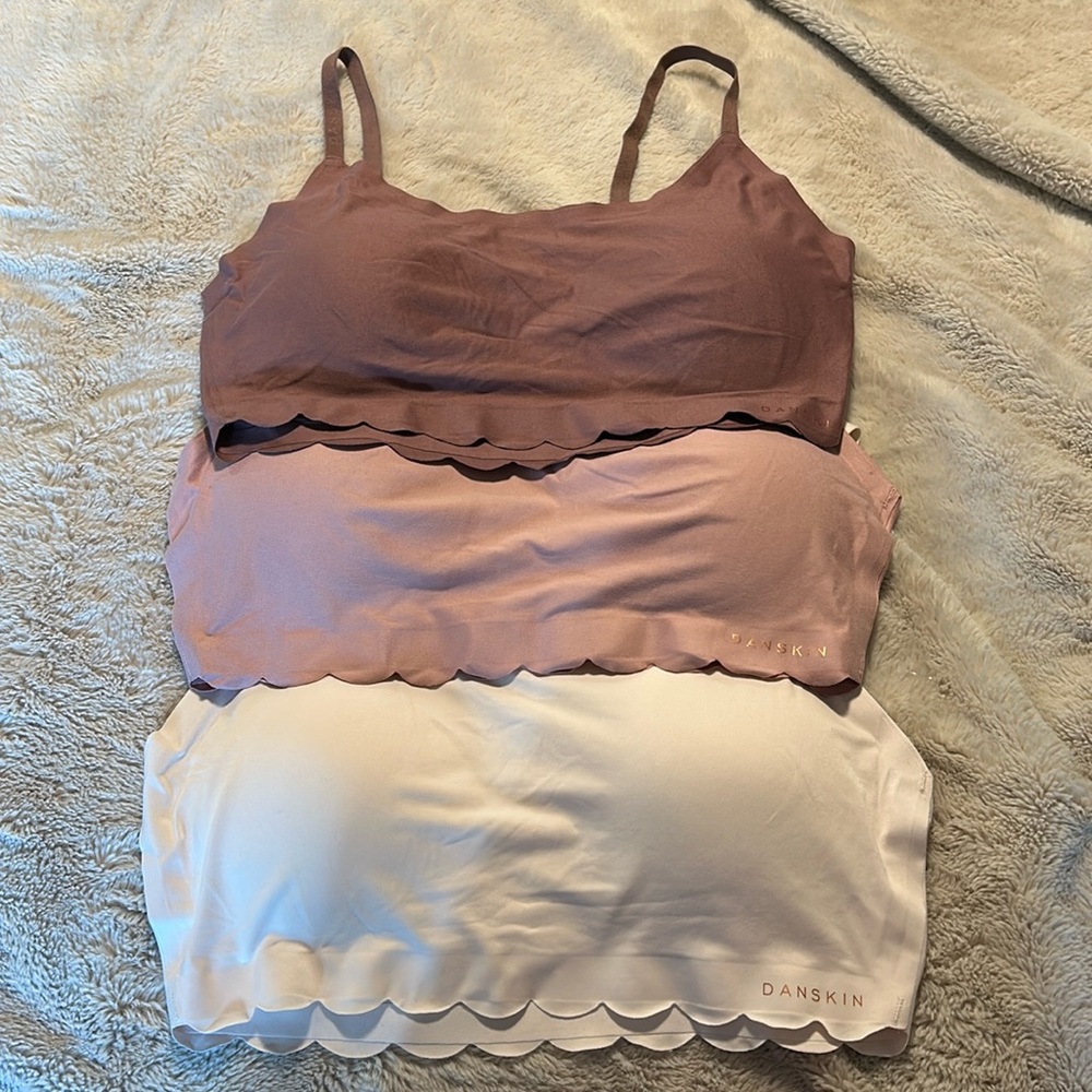 Set of 3 Bralettes Scalloped Hem